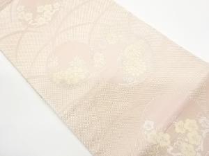 リサイクル　芝に菊・牡丹・梅模様織出し袋帯